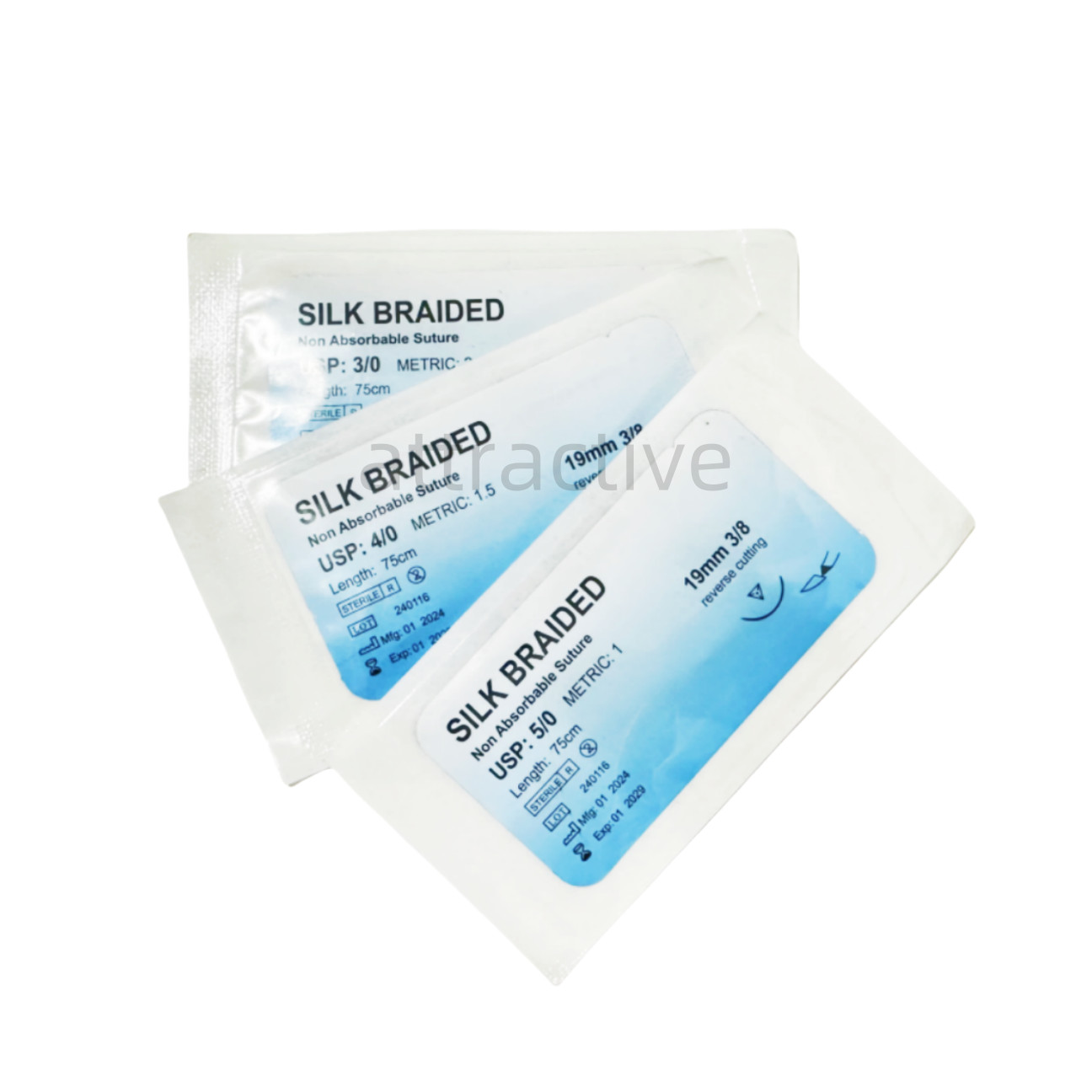 Dental Practise Suture Braided Reverse Needle Cutting Sterile Nylon/Silk/GUT/PGA