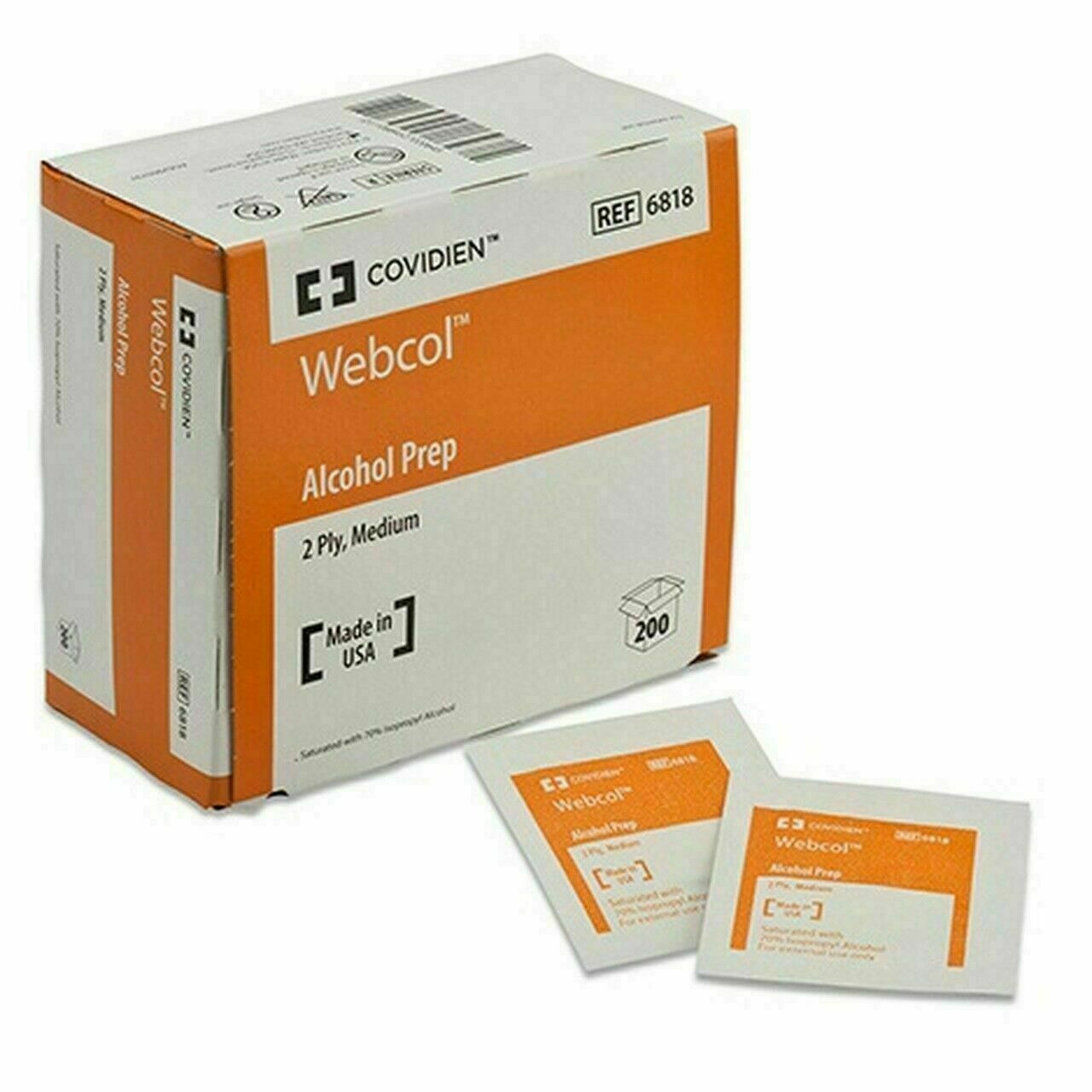 2 Box of 100 Sterile Alcohol Prep Pads,Medium, Qty 200. Latex Free Global