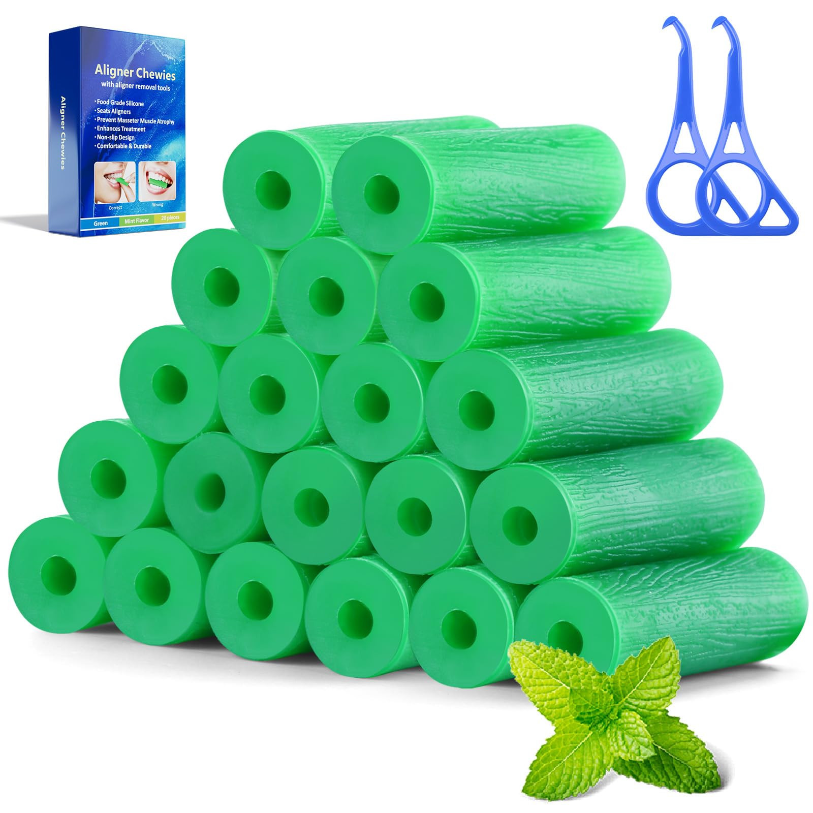 Aligner Chewies for Invisalign Aligners – Mint Scented (20Pcs Chewies) and 2 …