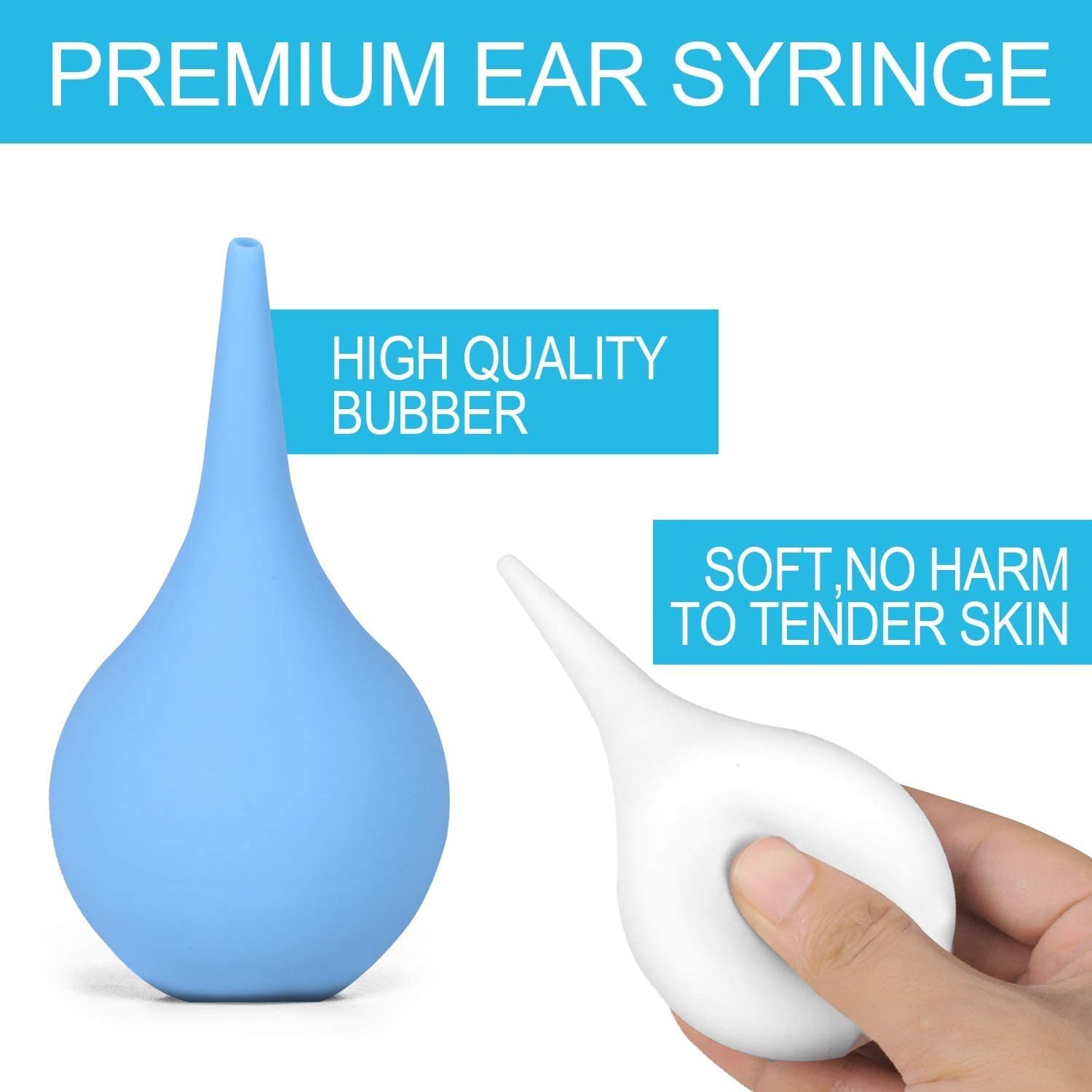 2 Pack Ear Syringe 2oz / 60ml Hand Bulb 2 Count (Pack of 1), blue