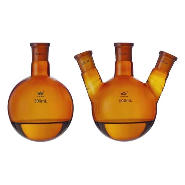 5ml – 1000ml Round Bottom Amber Boiling Flask with 1-4 Standard Necks Labware