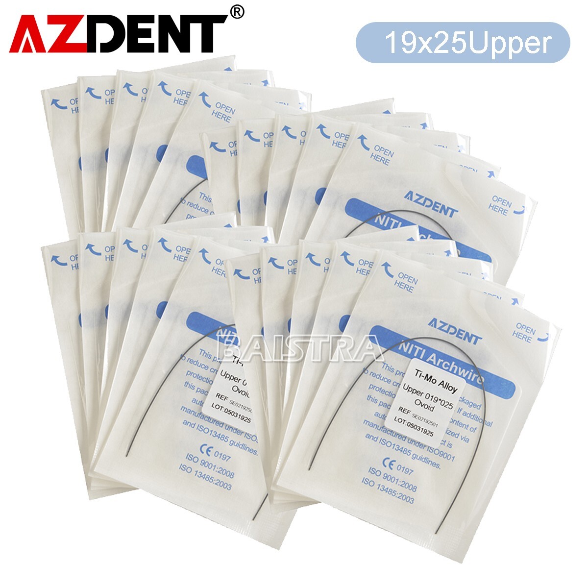 10 Packs AZDENT Dental Orthodontic TMA Alloy Rectangular Arch Wires 19X25 Upper