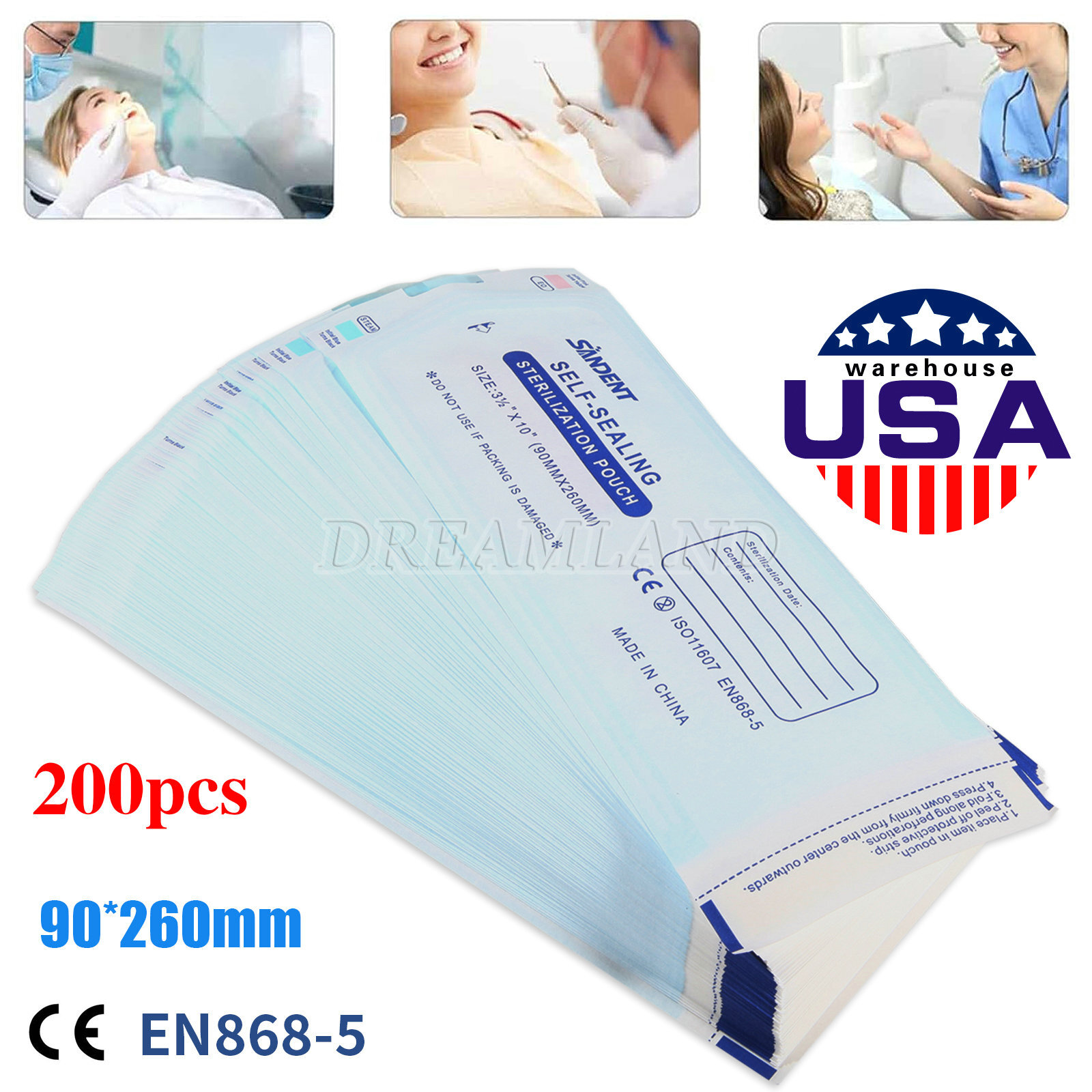 up to 7000 Sterilization Pouches 3.5 ” x 10 ” Dental Self Seal Pouch Bag