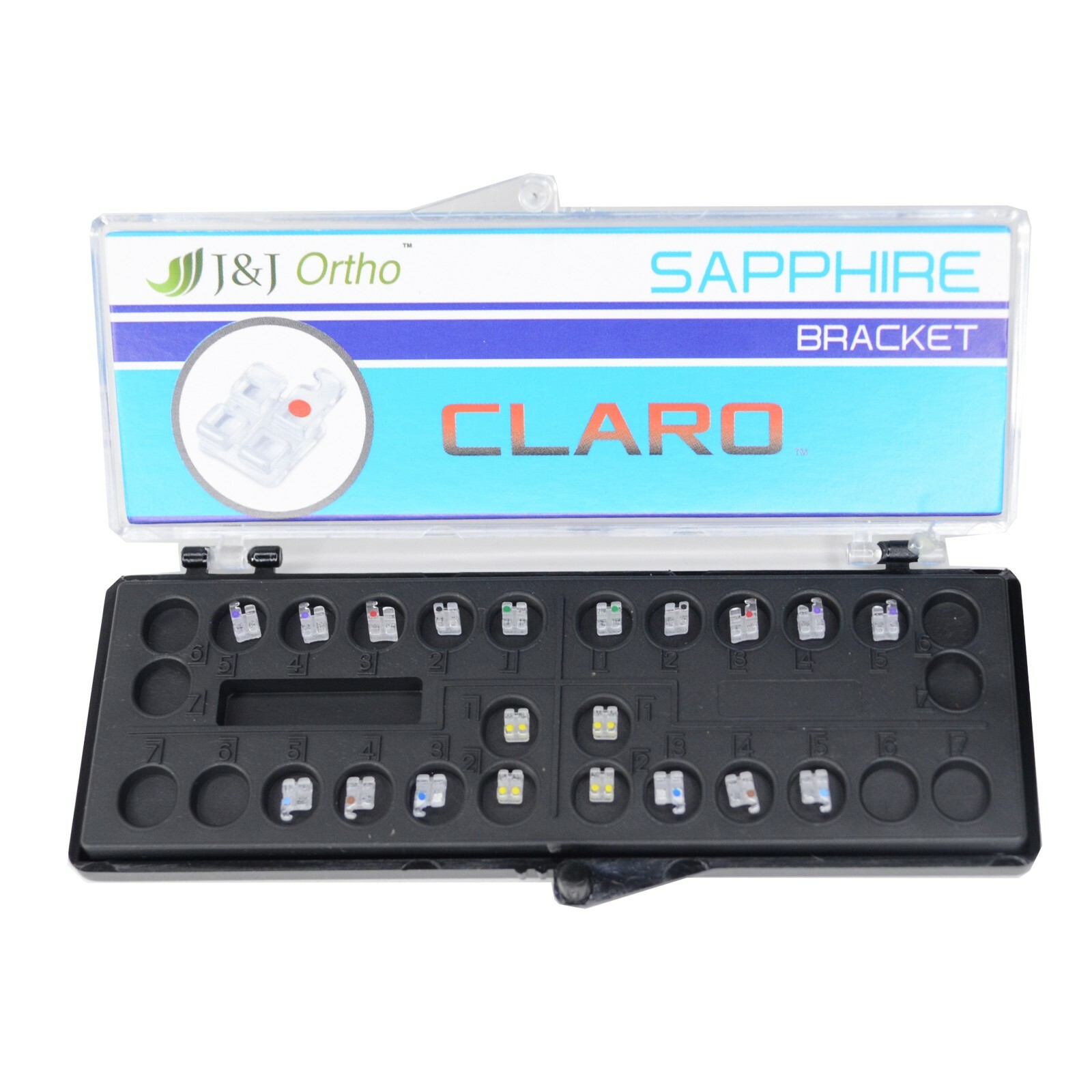 J&J Ortho™ CLARO™ Sapphire Orthodontic Bracket Roth/MBT 018/022 Hubit