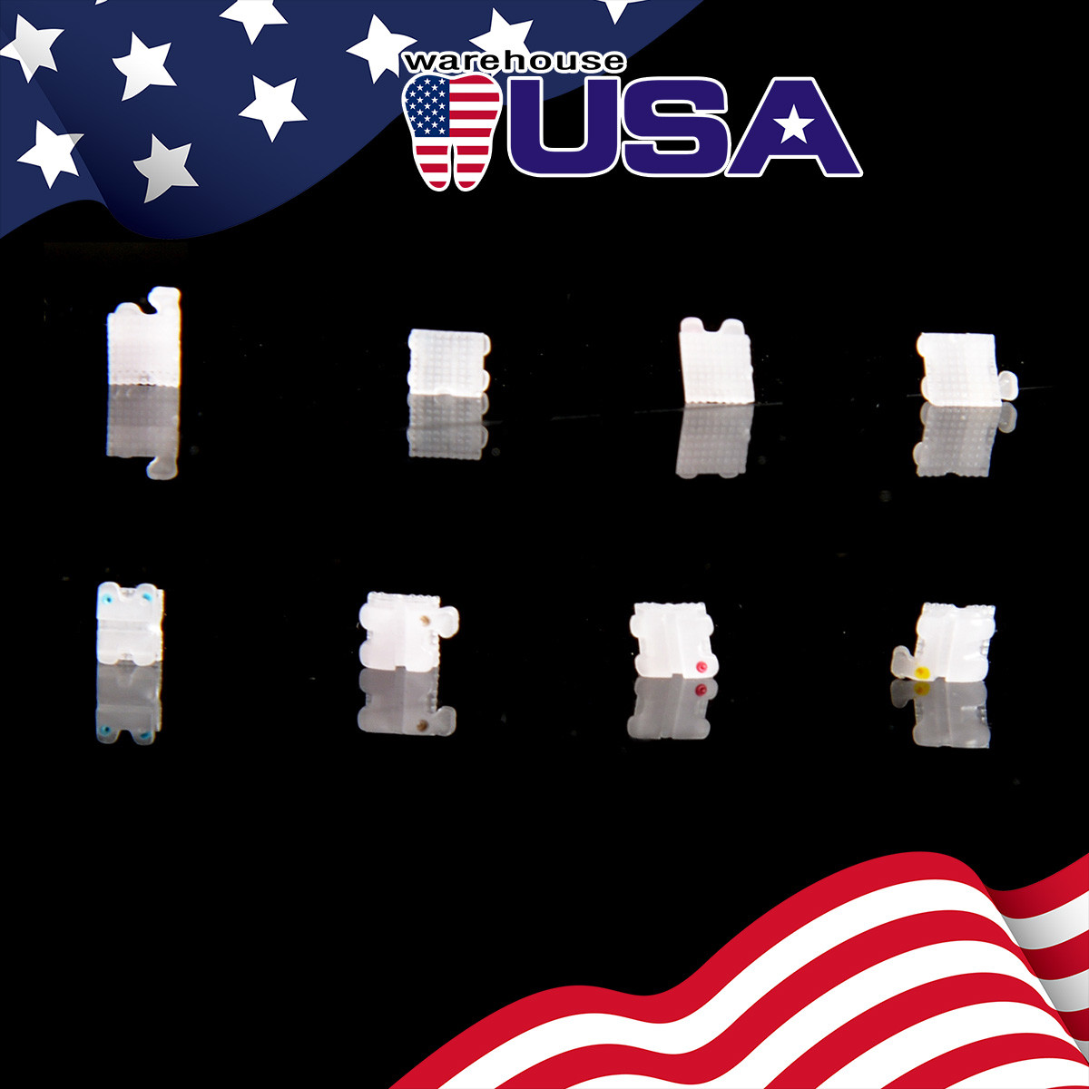 Dental Orthodontic Ceramic Bracket Braces 5*5 Roth .022 3-4-5 Hooks AZDENT SALE