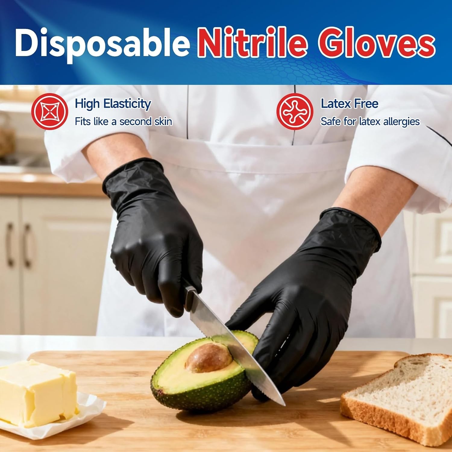 Disposable Black Nitrile Gloves 6 Mil – 1000 pcs for Food Prep & First Aid