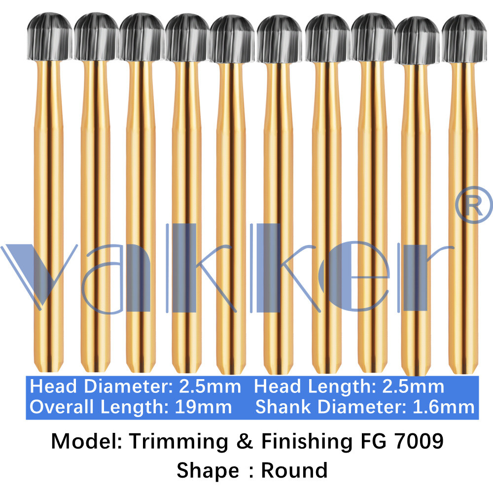Vakker 10PC Dental Tungsten Carbide Burs FG Gold Trimming & Finishing High Speed