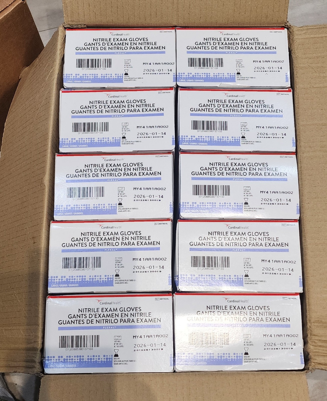 CardinalHealth Flexal 88TN04L Nitrile Gloves, Large -2000 Count