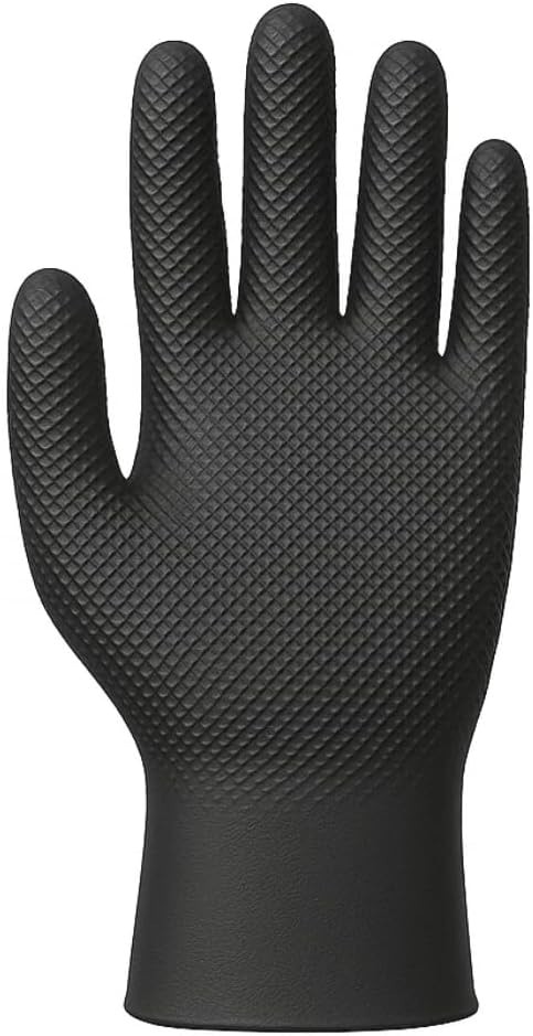 GUS Black 8 Mil Diamond Grip Nitrile Disposable Gloves – Large, 100