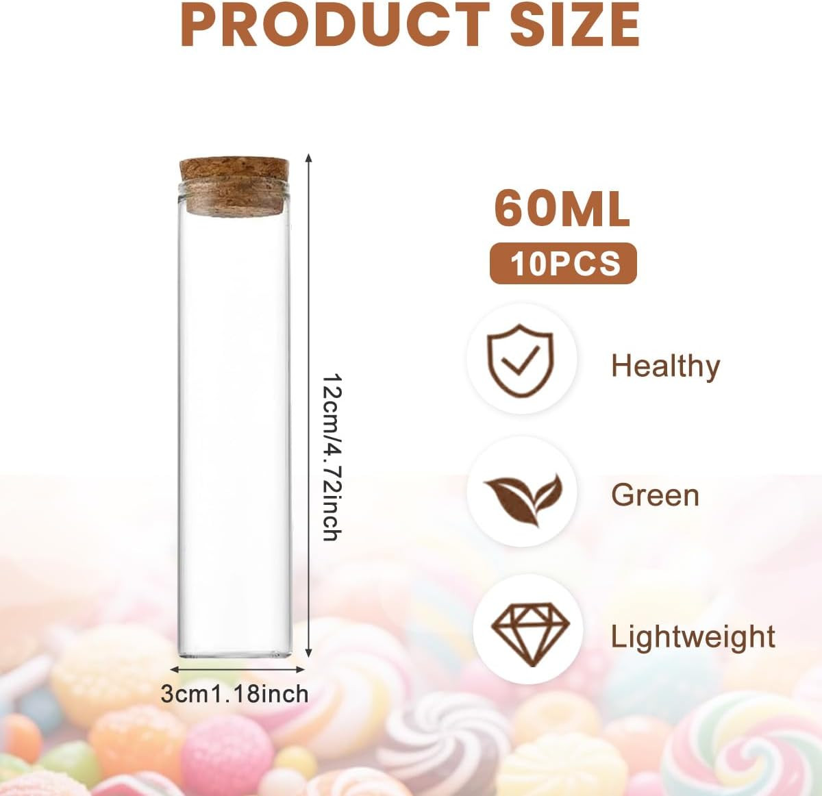 10PCS 60Ml/2Oz Empty Clear Borosilicate Glass Test Tubes Flat Test Tubes with Co