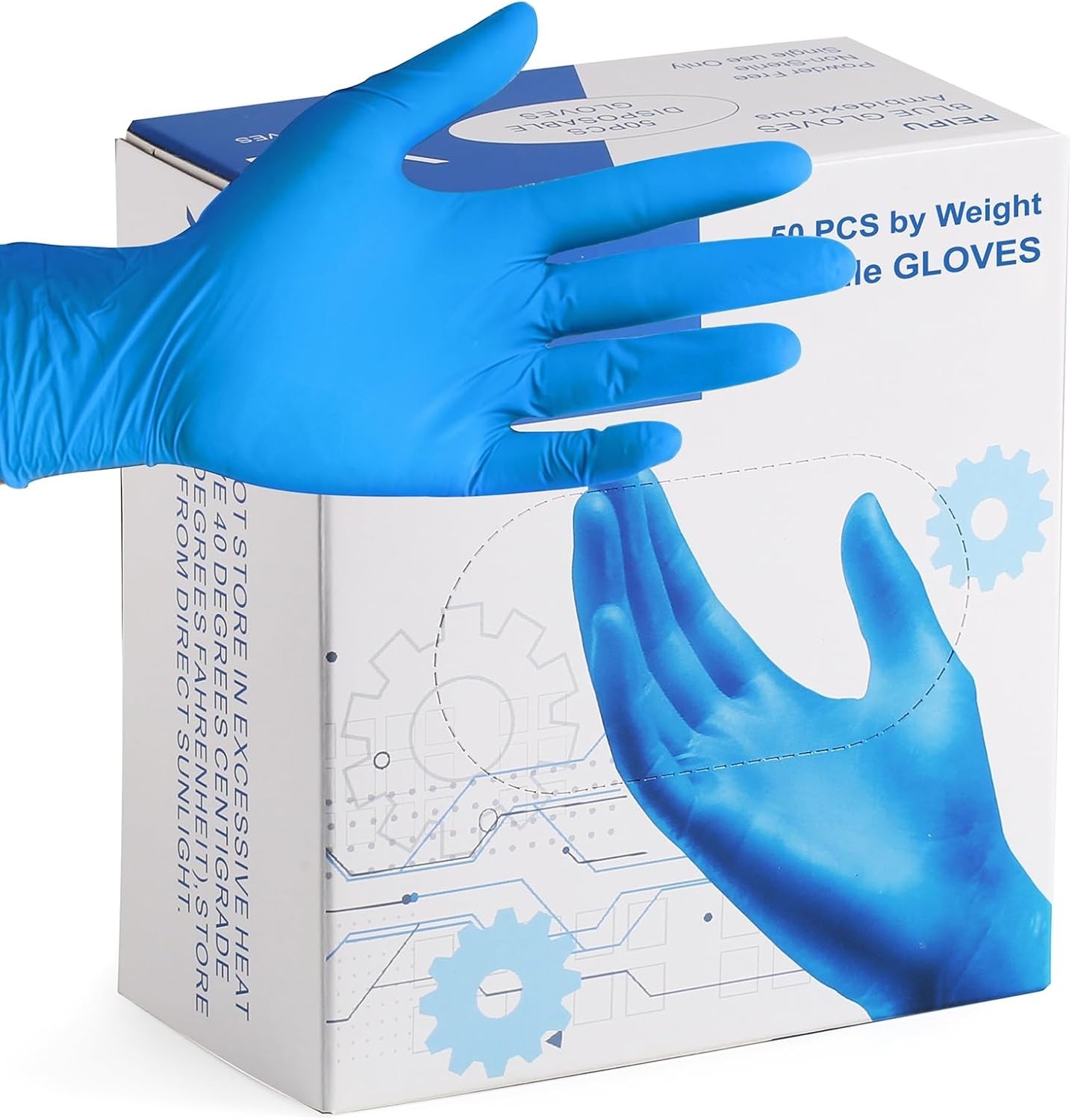 Ambidextrous Waterproof Nitrile Gloves – 50 Pack, Ideal for Hygiene & Cleaning