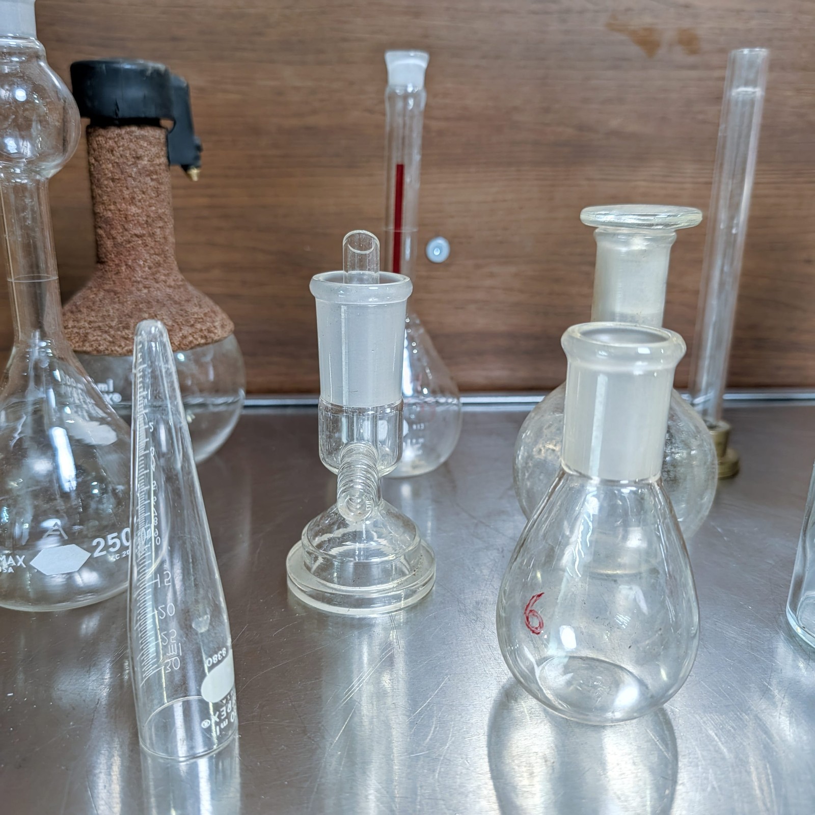 PYREX Kimax & Other Chemistry Laboratory Glass Jars Flasks Vintage Mixed Lot of
