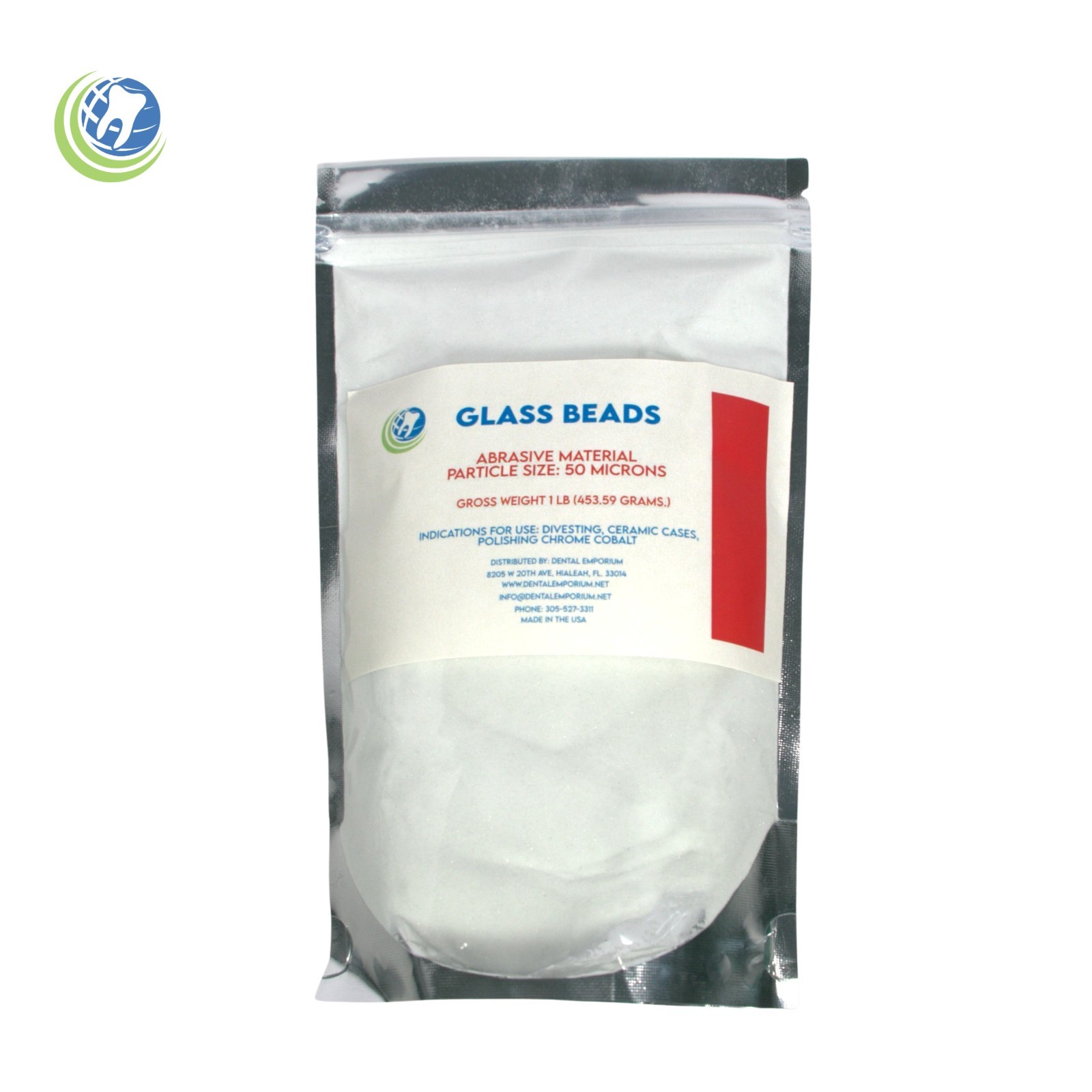 Glass Beads Abrasive Material for Ceramic Chrome Cobalt Polishing 1 Lb. 50Micron