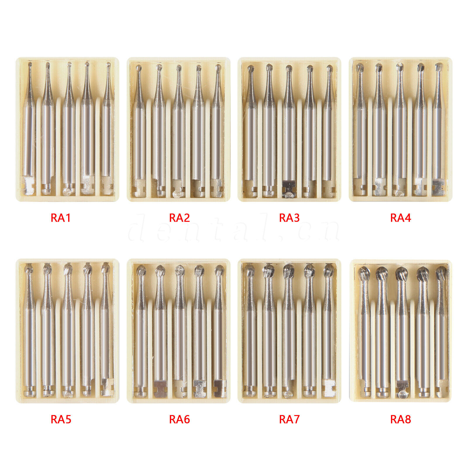 5 Pcs/Pack Dental RA Round Carbide Bur For Slow Speed Latch Type RA 1#- RA 8#