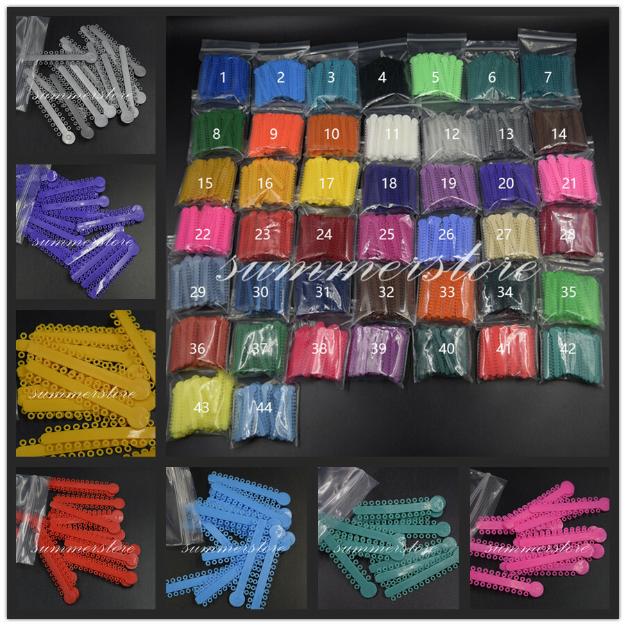 1040 Pcs/Bag Dental Orthodontic Elastic Rubber Bands Ligature Ties 44 Colors