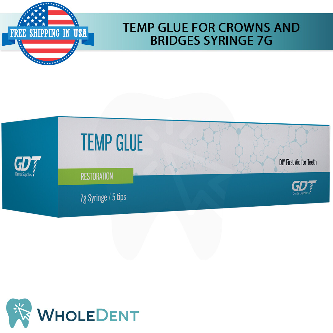 Temp Glue Temporary Cement 7g Crowns Bridges Dental Home Use Emergency First Aid