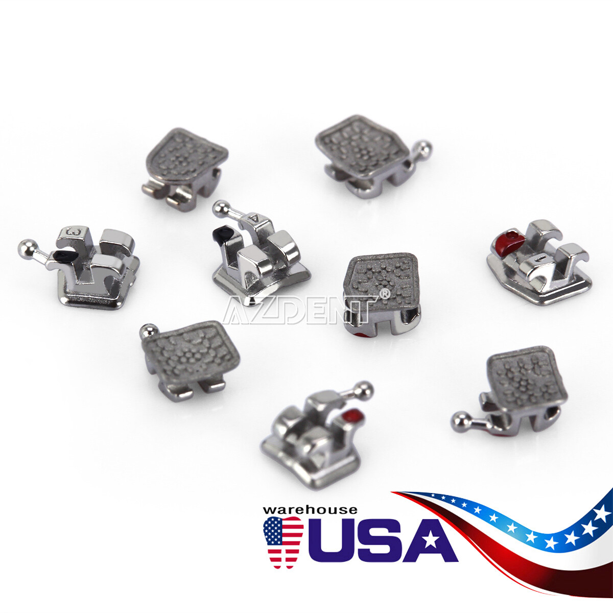 10 Boxes Dental Bracket Monoblock Orthodontic MIM Mini Roth.022 345 Hooks AZDENT