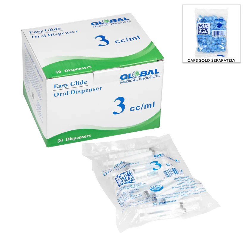 Global Medical Products – 3cc ORAL Syringe – QTY 50 – Sterile – NO TIP CAPS