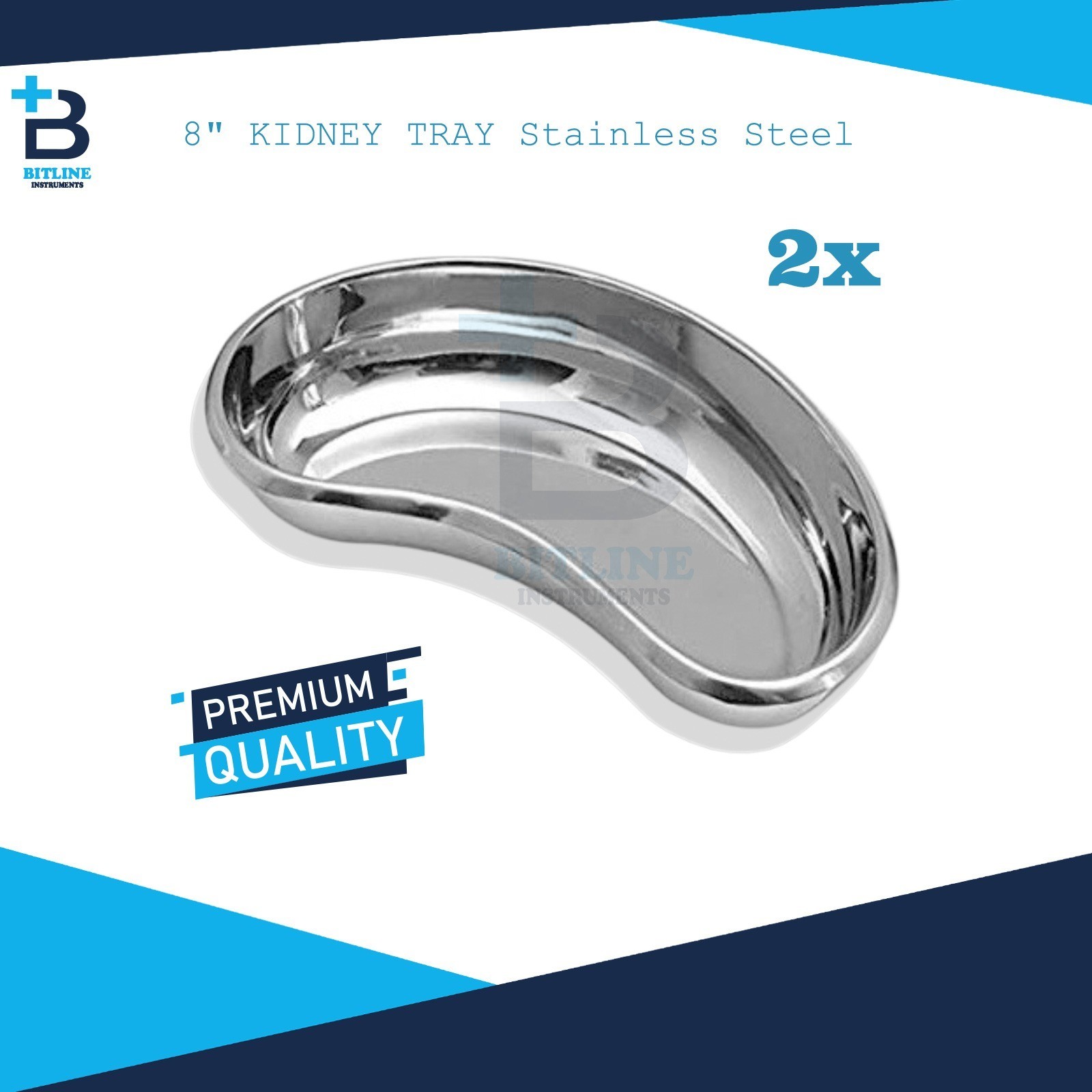 2pcs Surgical KIDNEY TRAY 8” DISH BASIN Stainless Steel Instrument CE Approved