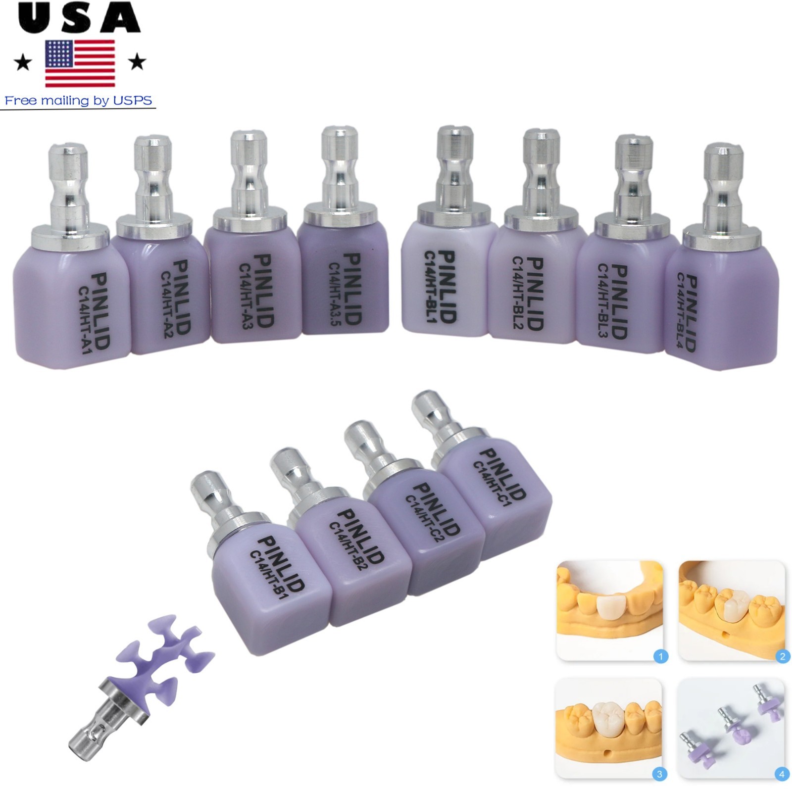 C14 Glass Ceramic Blocks HT/LT Lithium Disilicate CAD/CAM Cerec Blocks 5Pcs/Box