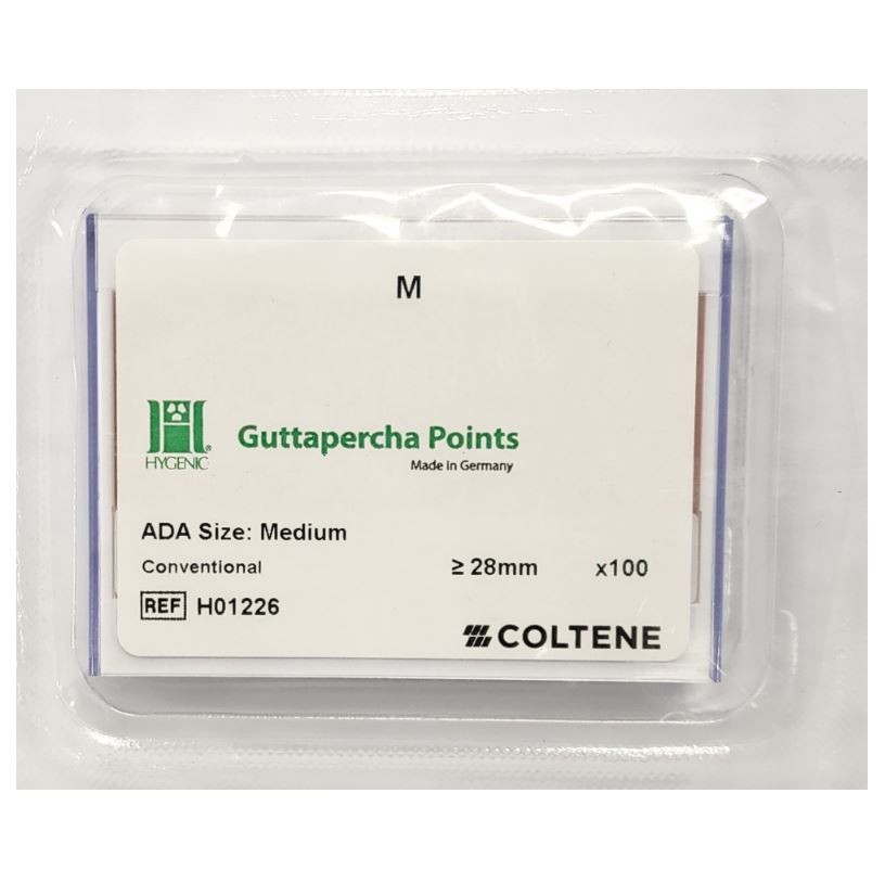 *100-Pieces* Coltene Hygienic Guttapercha Points 28 mm ADA Size Medium H01226