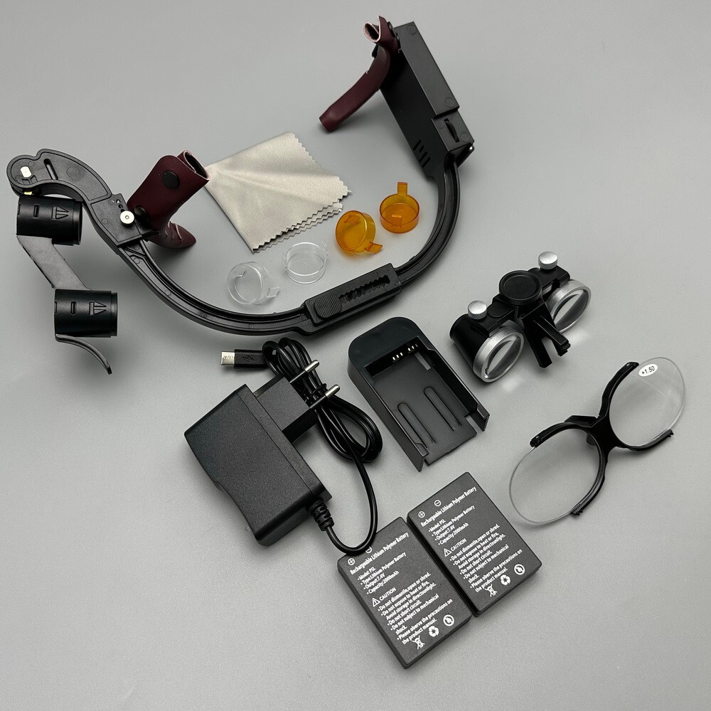 Dental 3.5X Surgical Binocular Loupes Headband Magnifier LED Headlight US/EU