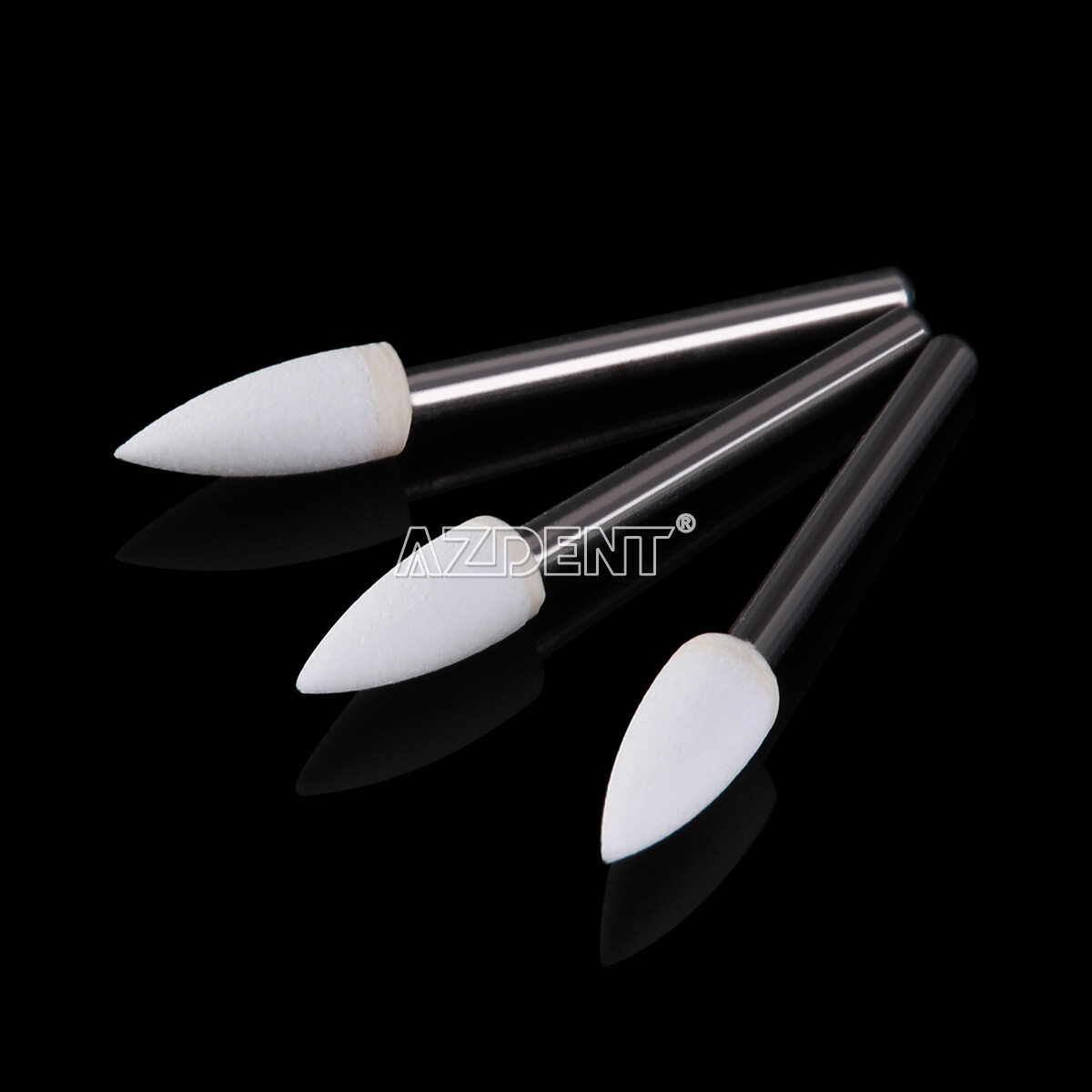 10packs Dental Flame Mounted White Stone Polishing Burs FG Abrasion Point Burs