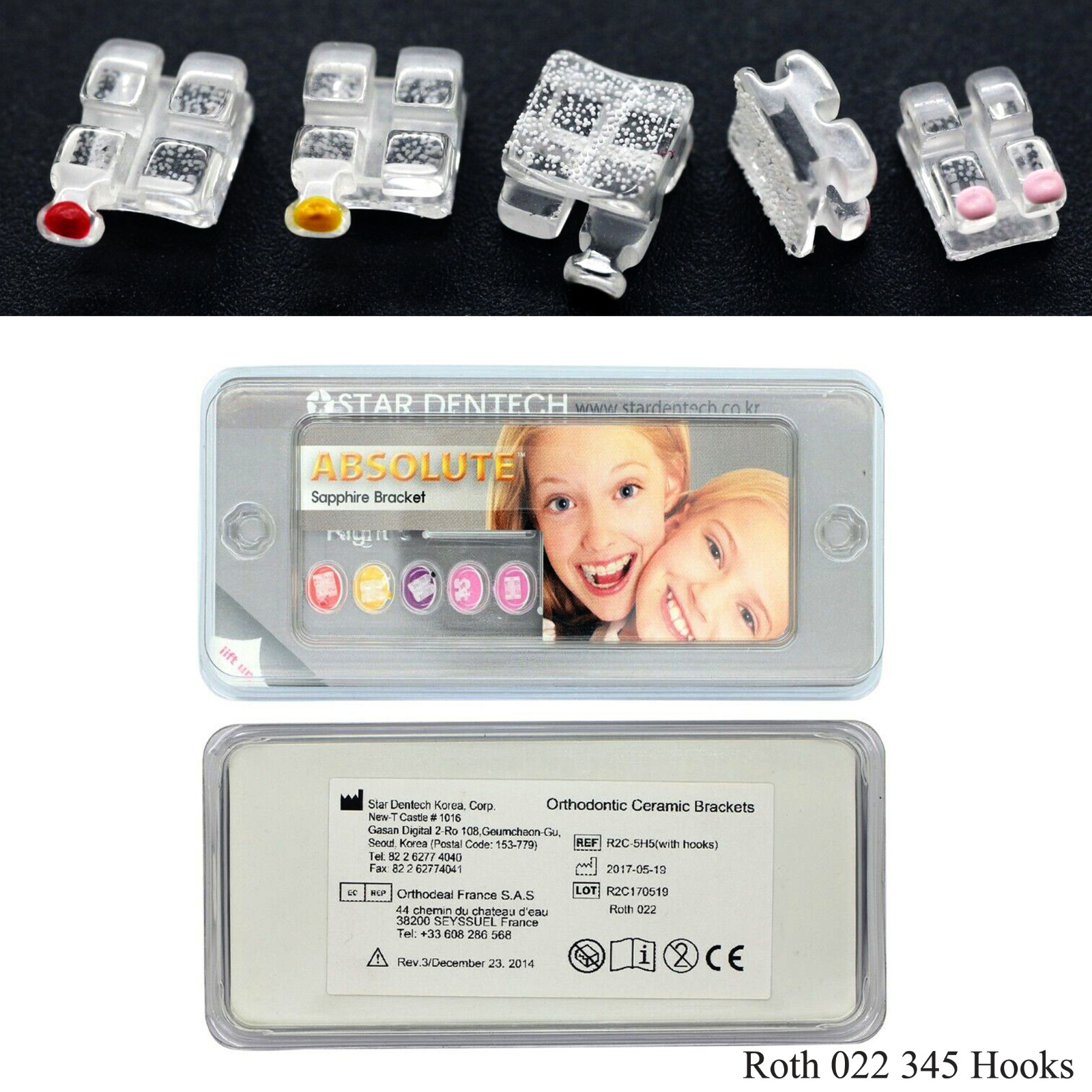 Dental Orthodontic Sapphire Bracket Monocrystalline Supper Clear Braces Roth MBT