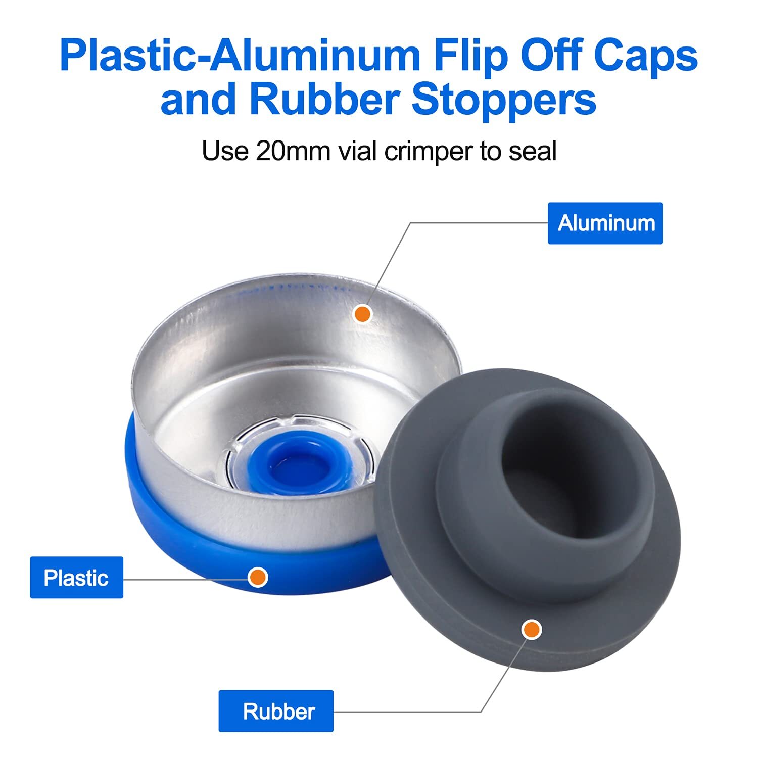 100/200/300/400/500 10ml Glass Clear Bottom Headspace Vial &Plastic-Aluminum Cap