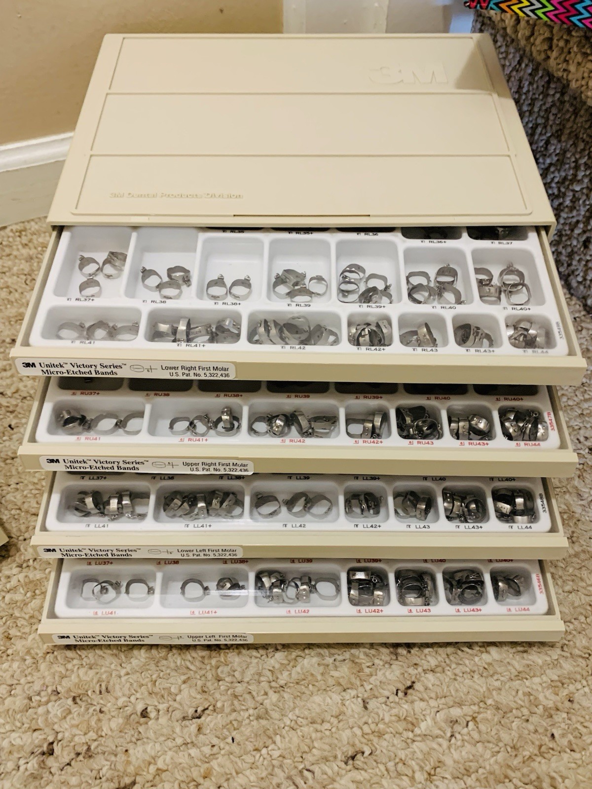 Lot of 12, 3M Unitek Victory Series Bands ESPE Dental Molars Trays Discs Crowns