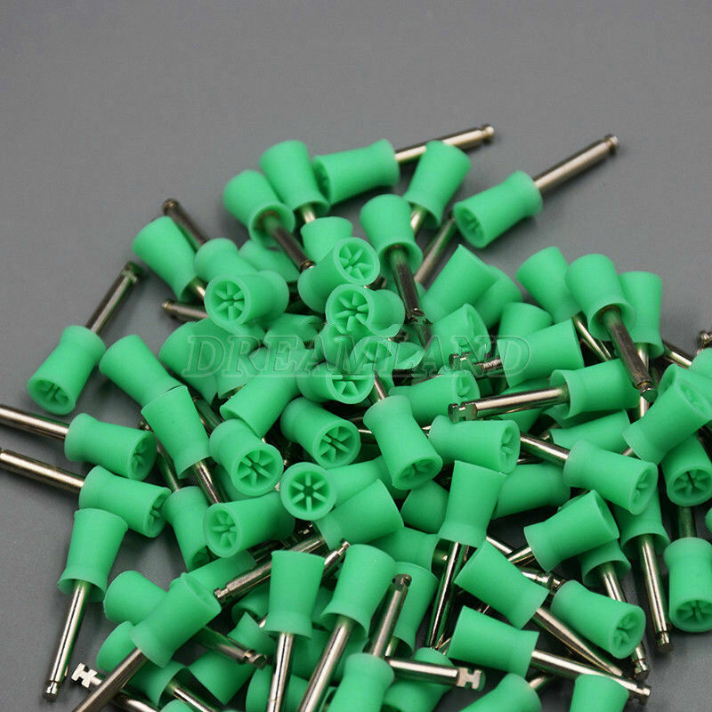 100 pieces Dental Rubber Prophy Tooth Polish Polishing Cups Latch Type Green NJ