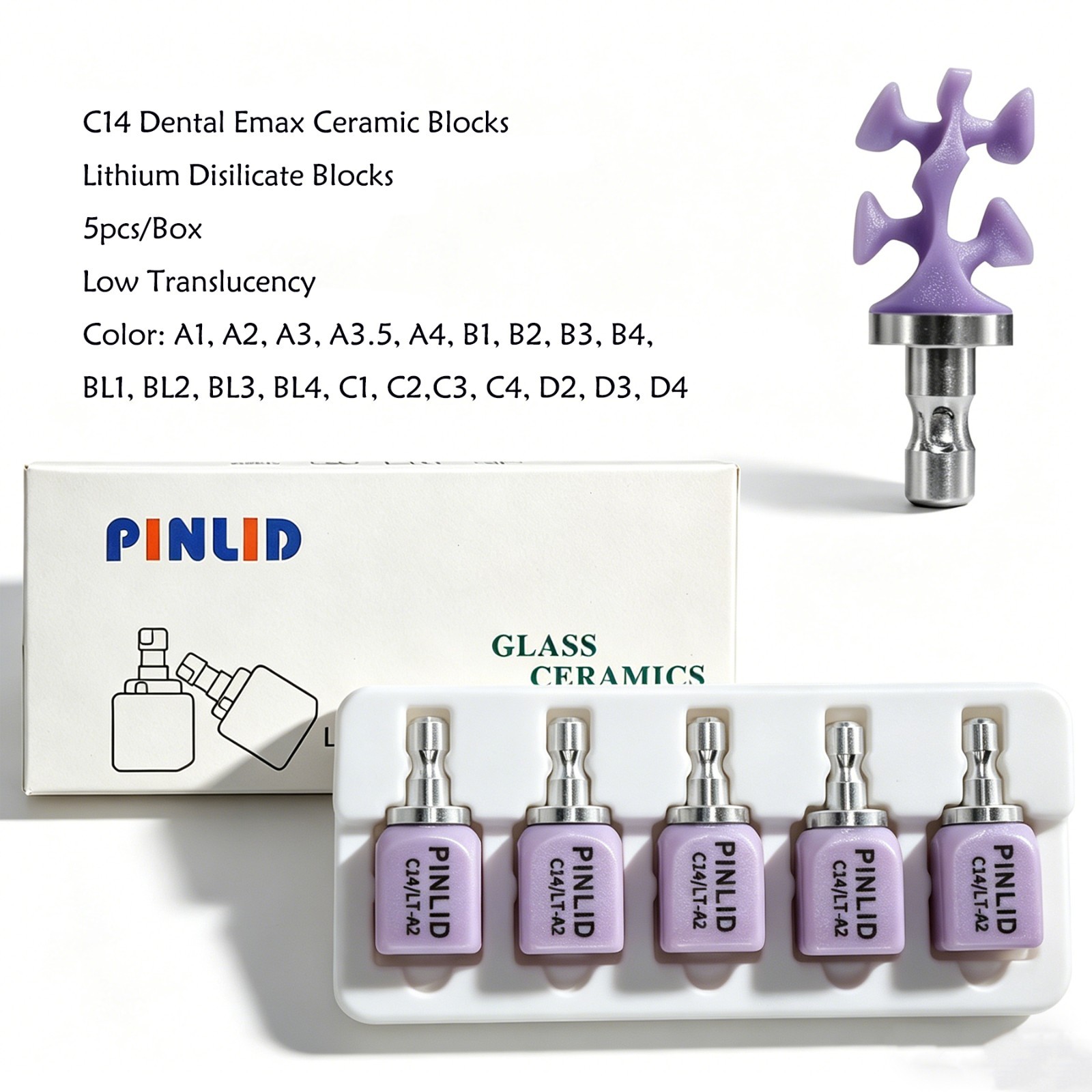 C14 Dental Emax Glass Ceramic Block LT A3 Lithium Disilicate CAD/CAM CEREC Block