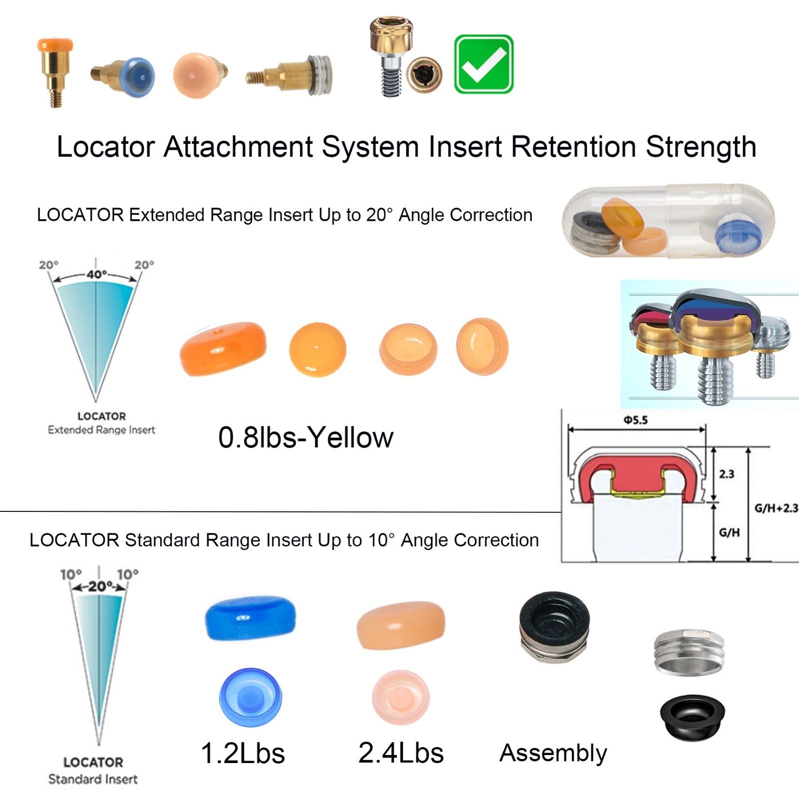 Locator Abutment Replac Retention cap Set Insertion Extraction Locator core Tool