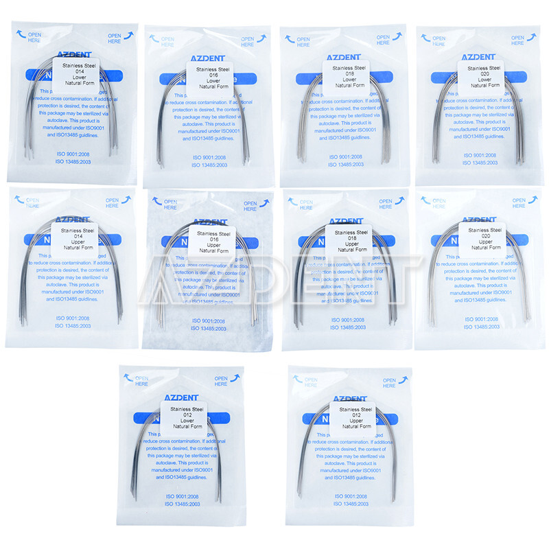 AZDENT Dental Orthodontic Stainless Steel Round Arch Wire Natural Form 10pcs/bag