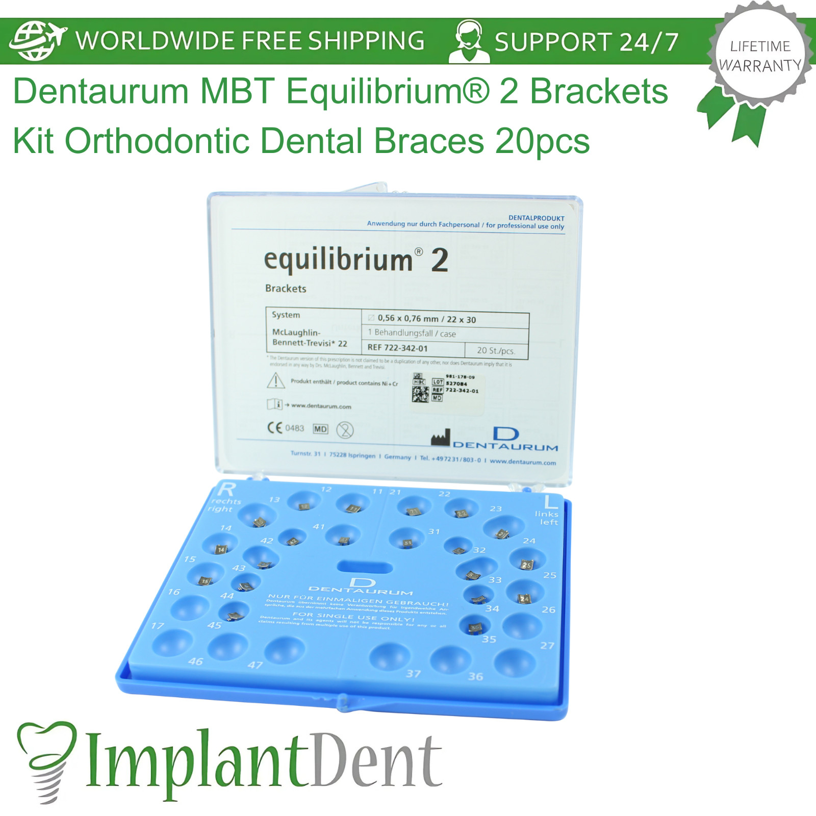 Dental Dentaurum MBT Equilibrium 2 Brackets Kit 20pcs Stainless Steel 0rtho