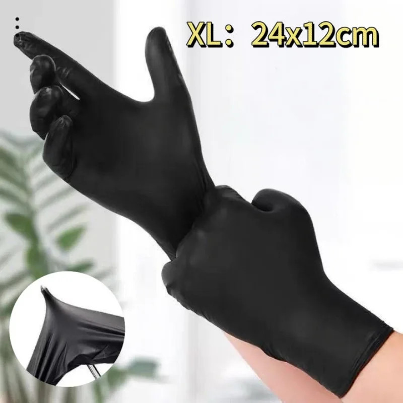 10-400Pcs Disposable Rubber Glove Black Latex Free PVC Gloves Household Kitchen