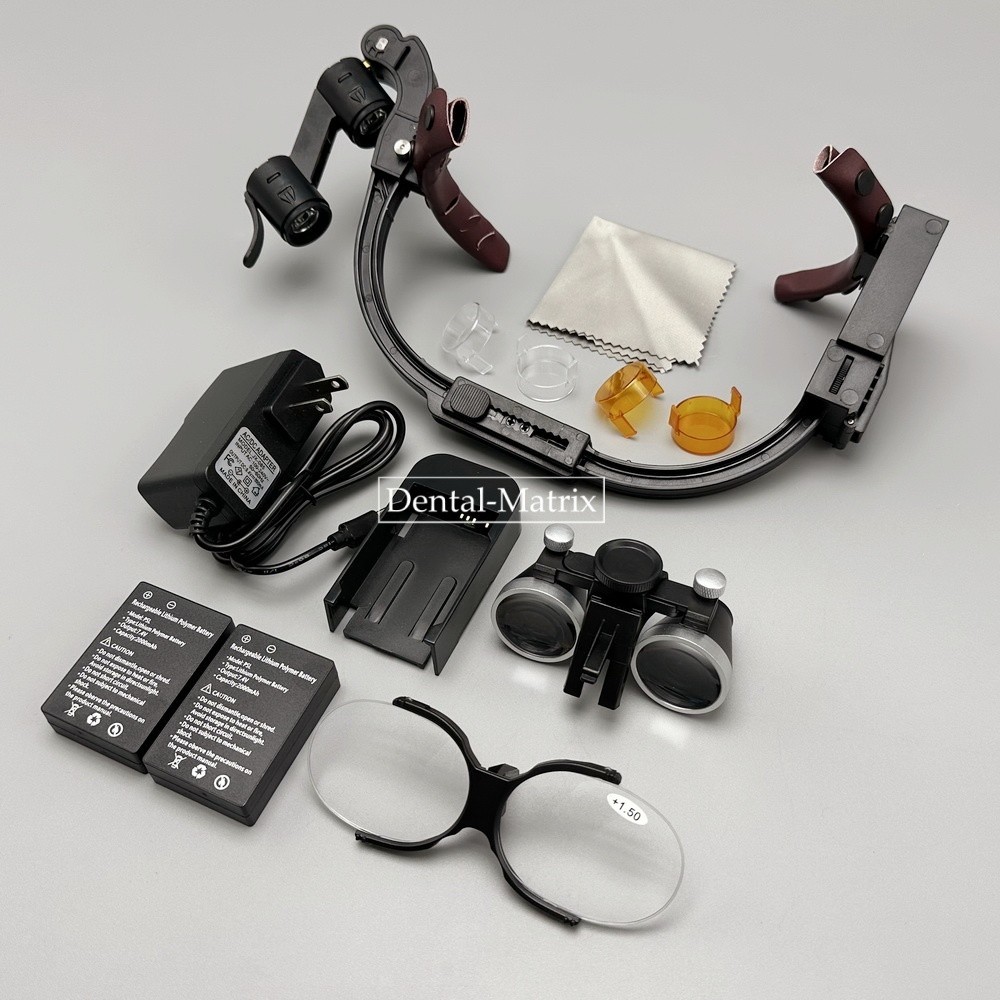 2.5x 3.5x Medical Dental Binocular Loupes Headband Magnifier LED Headlight US/EU