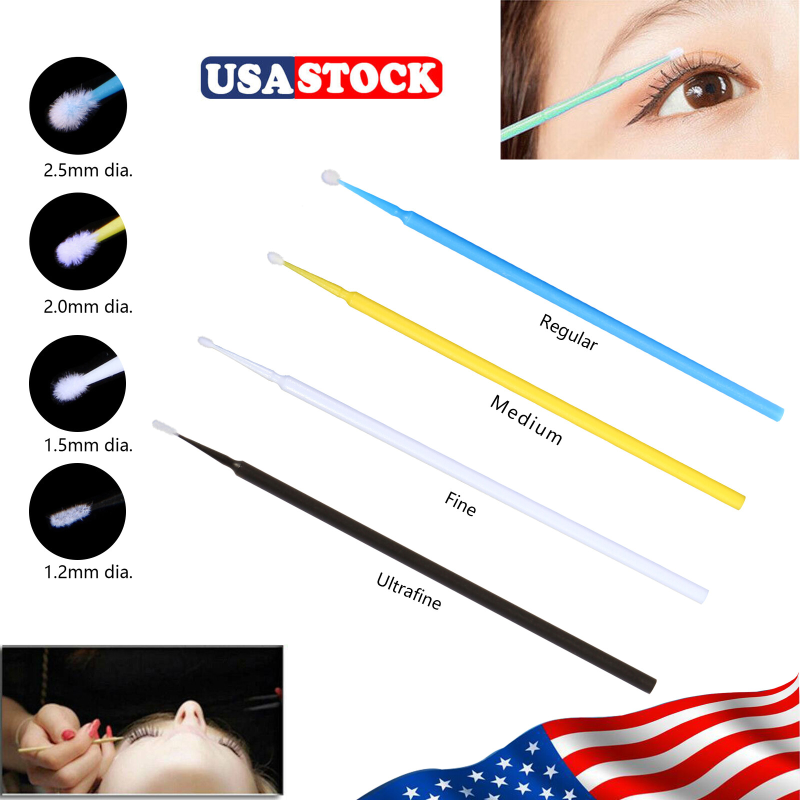 100 pcs/pack micro applicator micro brush Regular fine ultrafine dental beauty