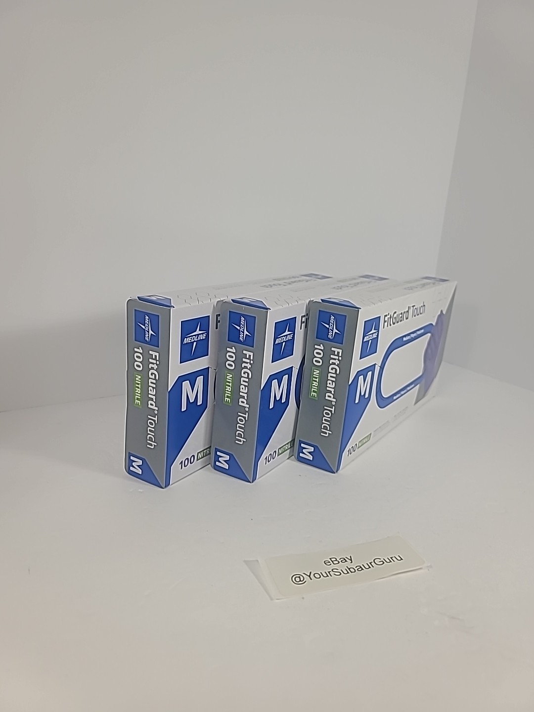 (3) Medline FitGuard (FG100M) Nitrile Exam Gloves, Size Medium, Count – 100ea