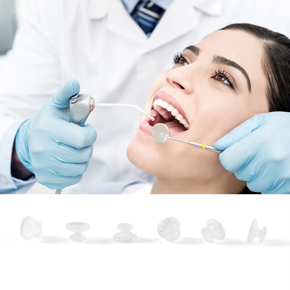Dental Orthodontic Composite Clear Ceramic Lingual Buttons for Bondable Round