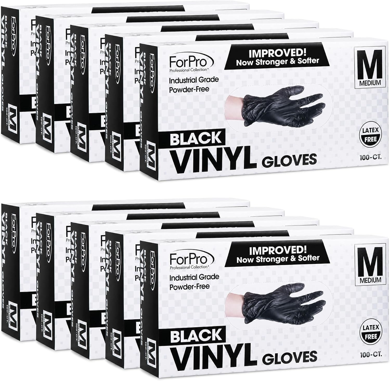ForPro Disposable Vinyl Gloves, Industrial Grade, Powder & Latex Free, Non-Steri