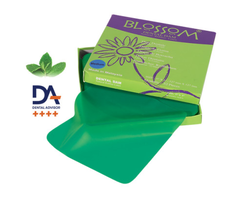Rubber Dam Blossom 6 x 6 Green Dental Dam 36pk