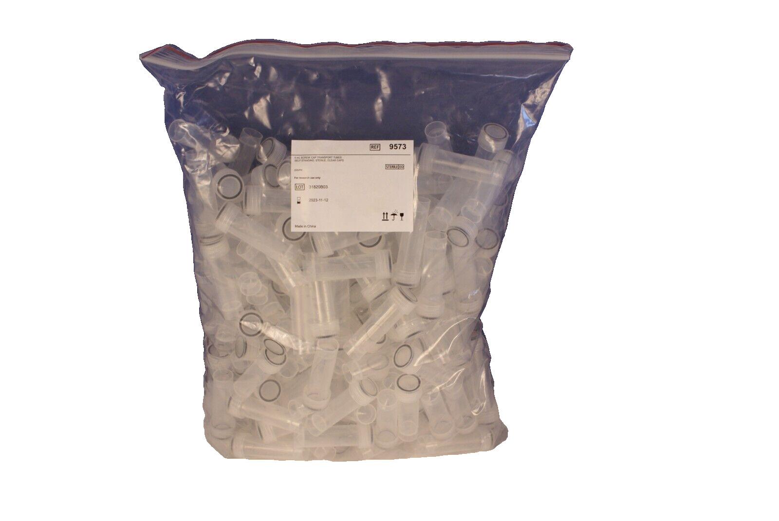 200 Cryovial Tube 5 ml Self Standing Transport Tube with Screw Cap Sterile Clear