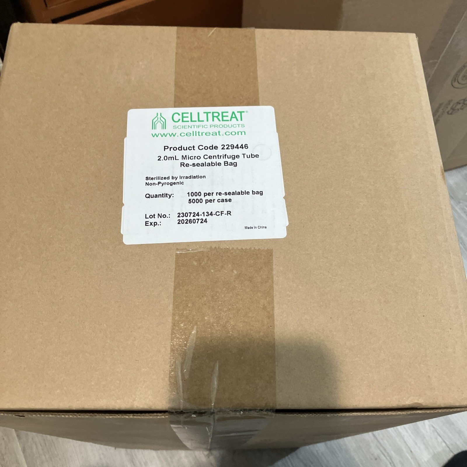 NEW CELLTREAT 229446 2.0 Micro Centrifuge Tube 1CS/5000. SHORT DATED Exp. 07/26.