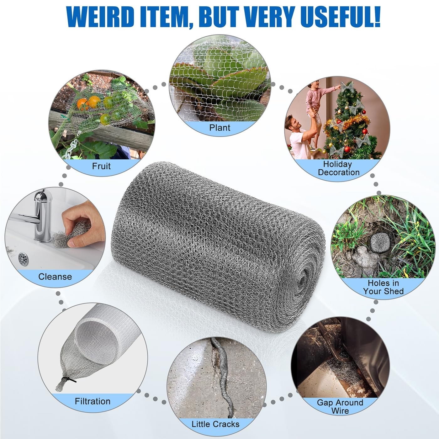 Upgraded 5” X 30 Ft Stainless Steel Wool for Easy Hole Filling and Pest Control