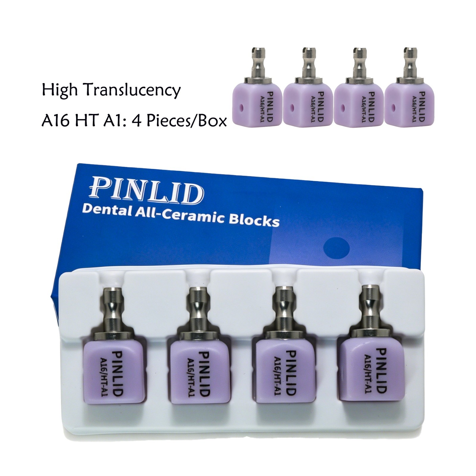 4Pcs A16 Dental Emax Lithium Disilicate Block w/Hole CEREC CAD CAM Glass Ceramic