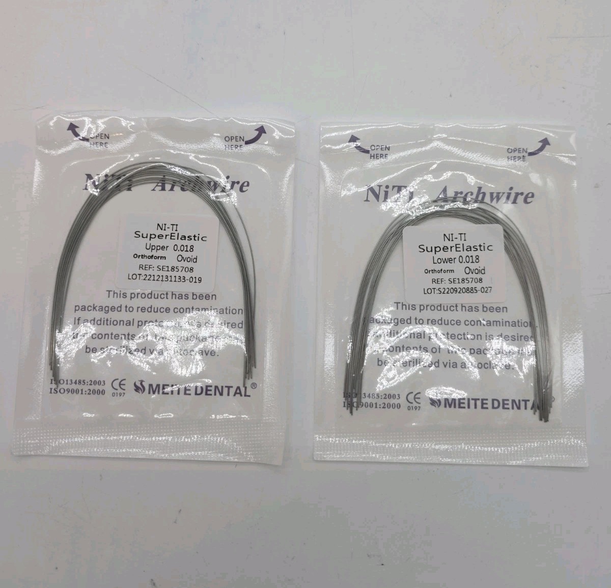 Ni-ti Arch Wire Braces Super Elastic Lower 20pk .018 & Upper 20pk .018 Ovoid New
