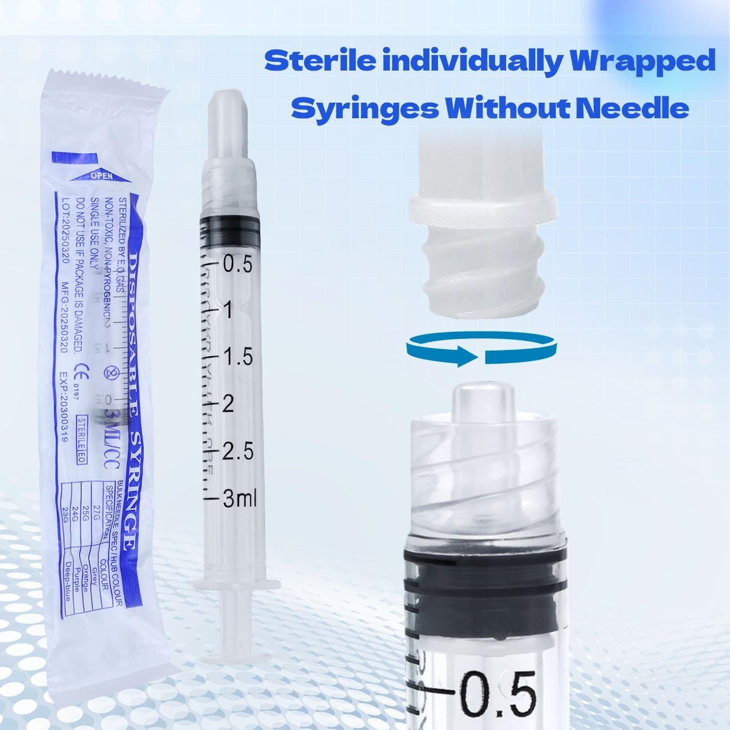 3ml Luer Lock Syringes Without Needles – 30 Pack, Disposable, Sterile