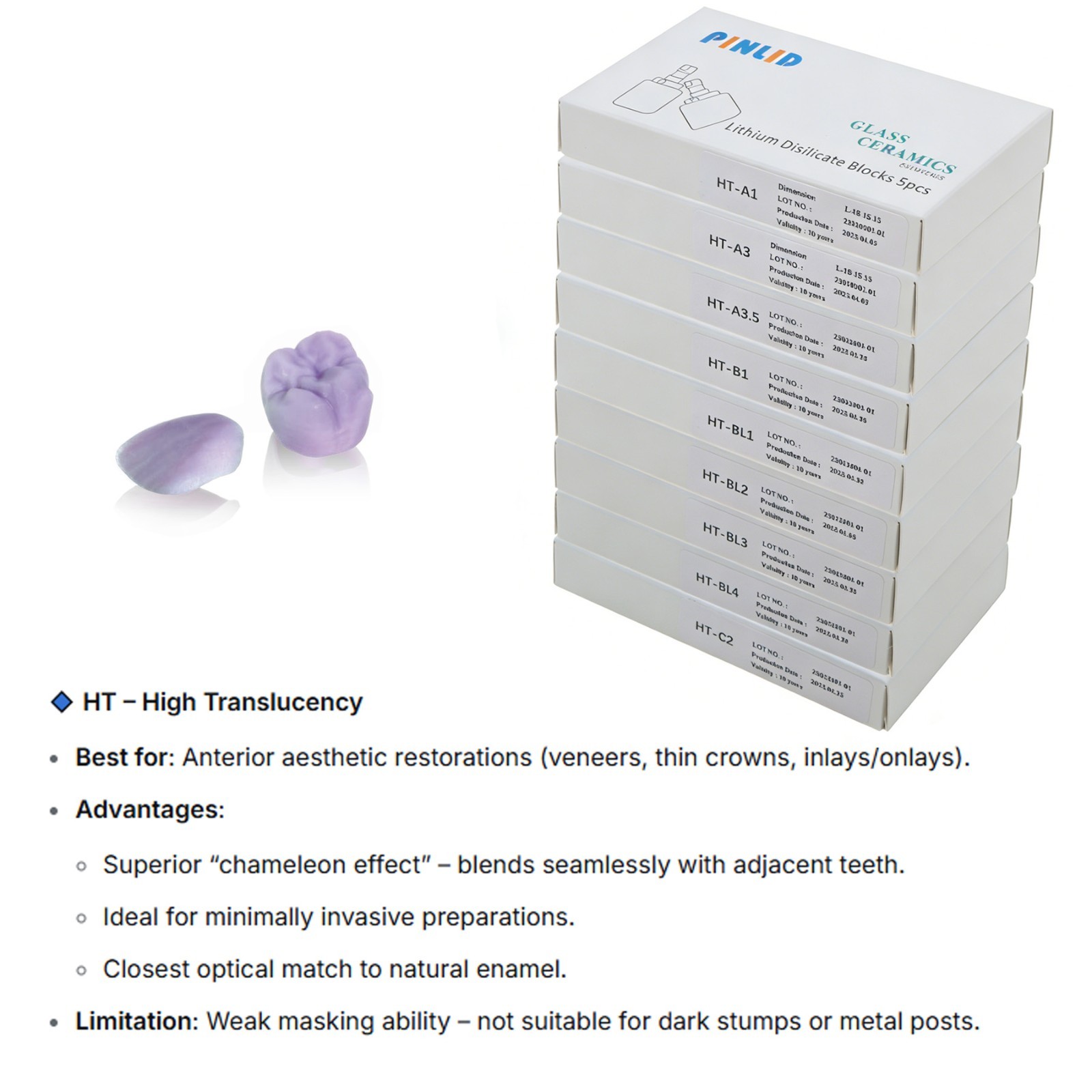 C14 Dental Emax Ceramic Blocks Lithium Disilicate Block CAD/CAM CEREC-5Pcs/BOX