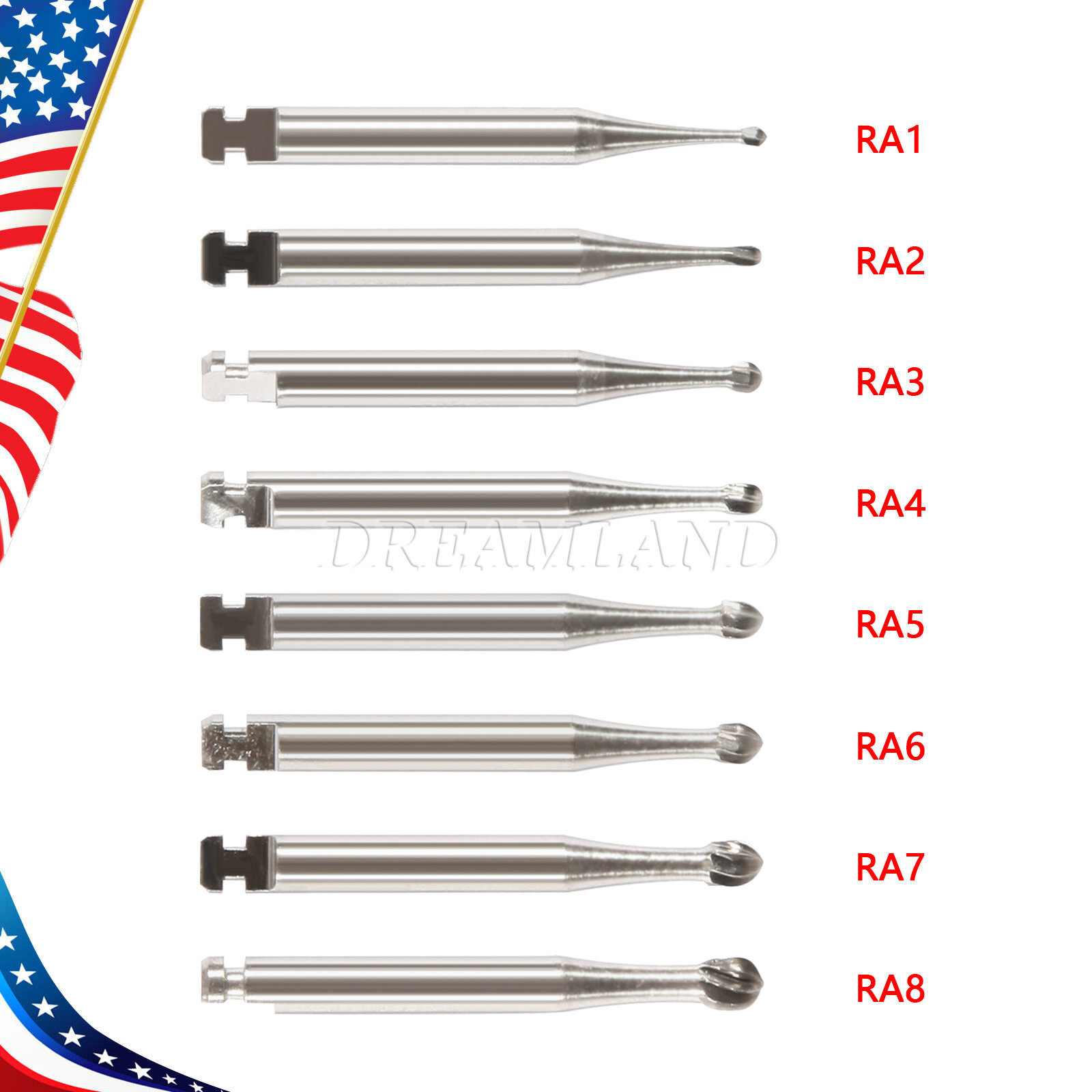 5 Pcs/Box RA1-8 Dental Tungsten Carbide Bur Fit Low Speed Contra Angle Handpiece